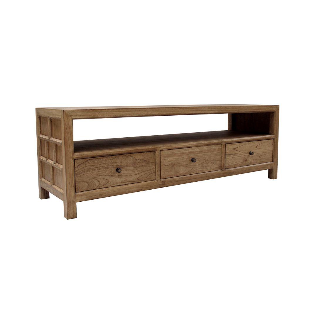 FABRIZIO MINDI WOOD TV UNIT 3 DRAWERS IN MINDI BROWN - MyChocolateWood