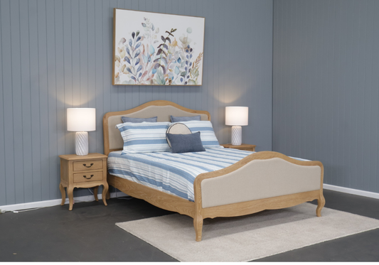 FAIRFAX SOLID OAK KING BEDROOM SUITE - KING BED + TALLBOY + 2 X BEDSIDE TABLES