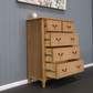 FAIRFAX SOLID RUSTIC OAK 5-DRAWER TALLBOY/ 5 DRAWER CHEST OF DRAWERS - MyChocolateWood