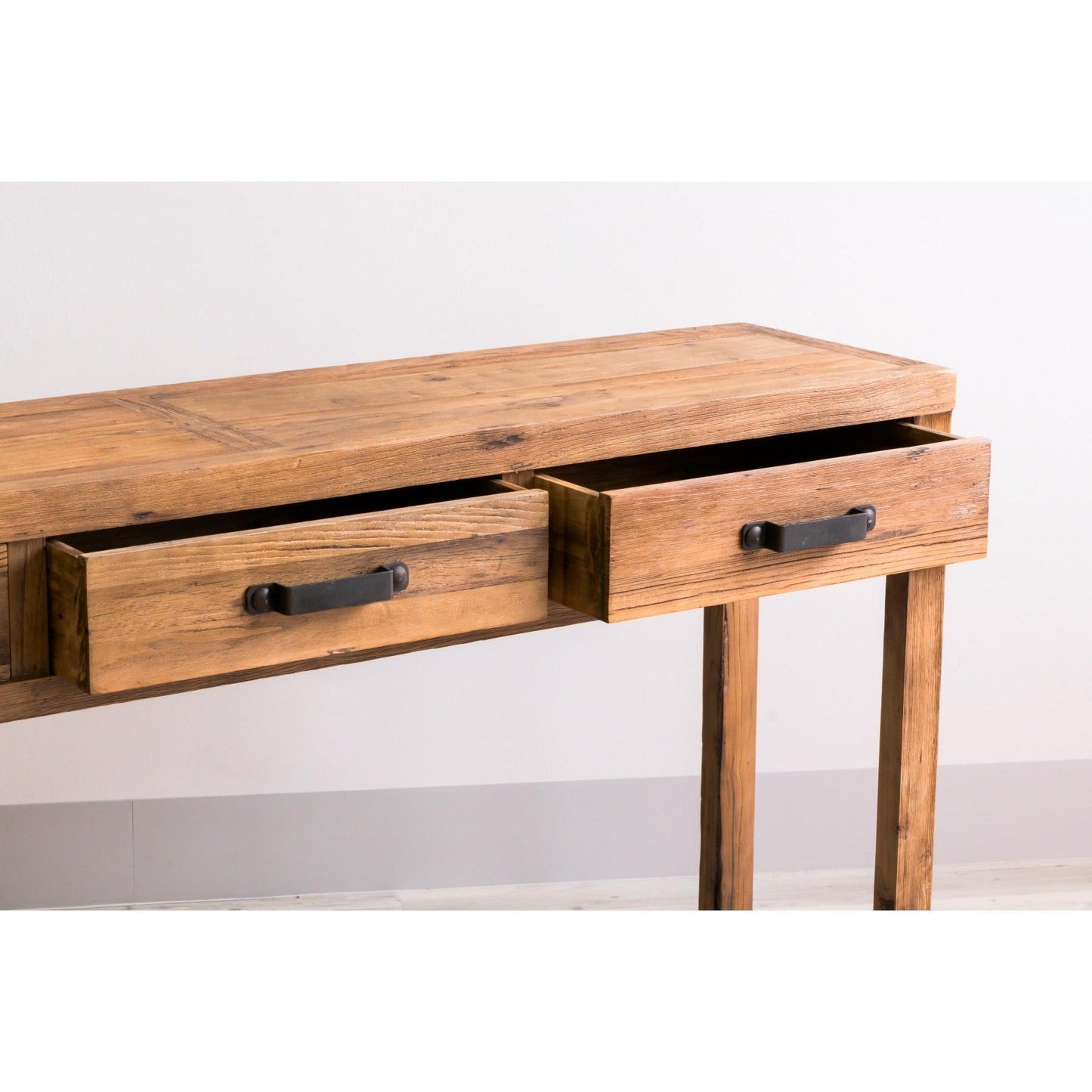 FAIRMONT 3 DRAWER CONSOLE TABLE/HALL TABLE IN RECYCLED ELM NATURAL - MyChocolateWood