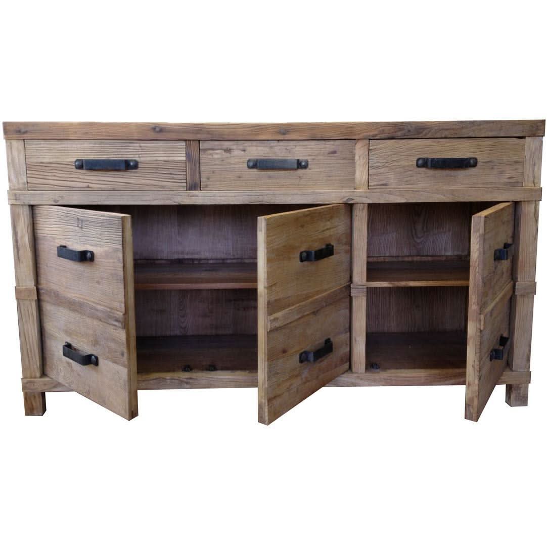 FAIRMONT BUFFET IN RECYCLED ELM 3 DOORS & 3 DRAWERS - MyChocolateWood