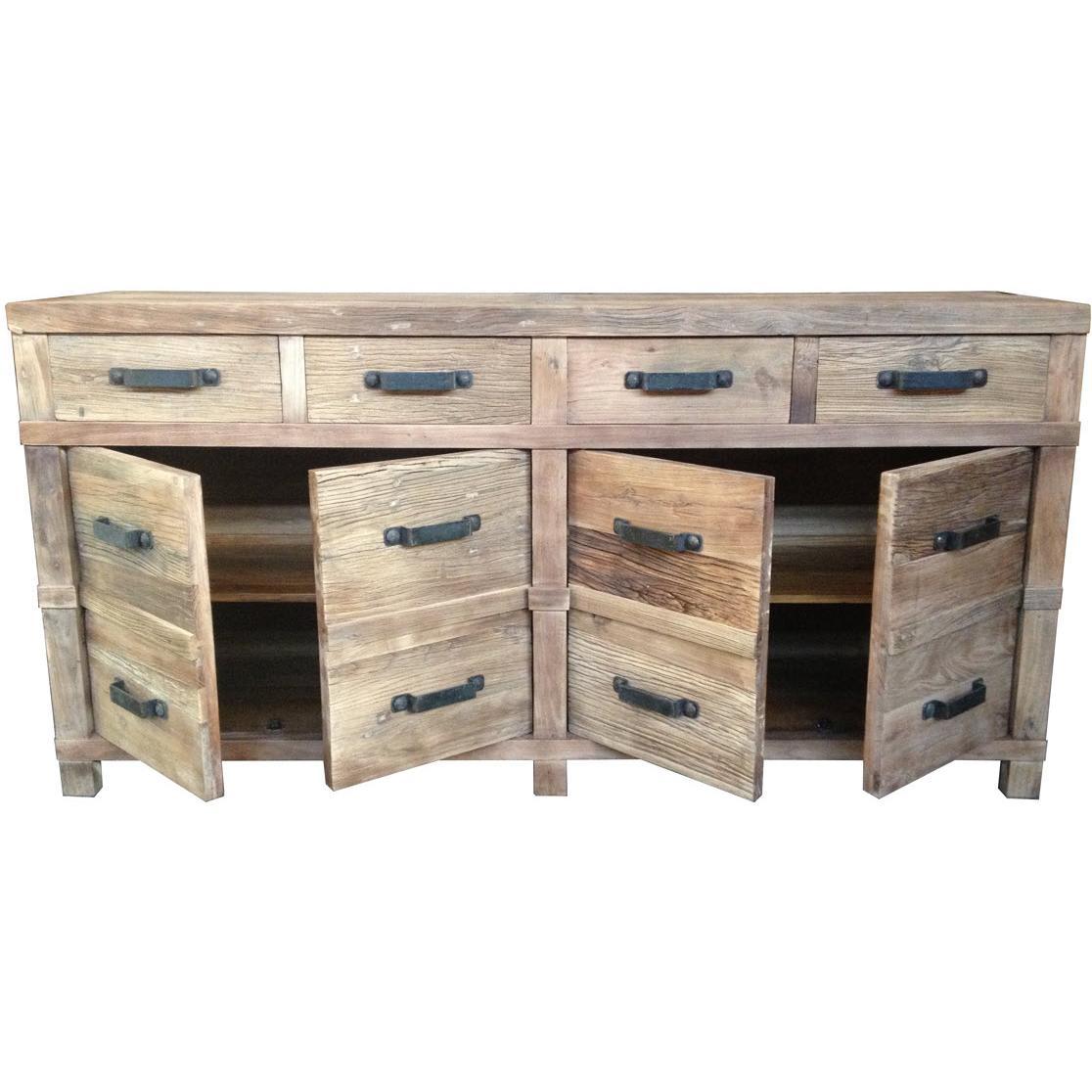 FAIRMONT BUFFET RECYCLED ELM 4 DOORS & 4 DRAWERS - MyChocolateWood