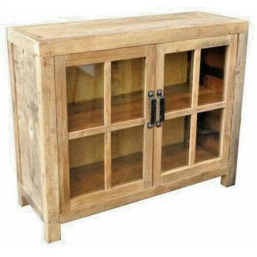 FAIRMONT RECYCLED ELM SIDEBOARD/BUFFET W/GLASS DOORS 1.1M VINTAGEINDUSTRIAL - MyChocolateWood