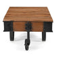 FARINGTON OLD RECYCLED RAILWAY SLEEPER TIMBER & METAL INDUSTRIAL CART COFFEE TABLE 120CM - MyChocolateWood