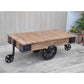 FARINGTON OLD RECYCLED RAILWAY SLEEPER TIMBER & METAL INDUSTRIAL CART COFFEE TABLE 120CM - MyChocolateWood