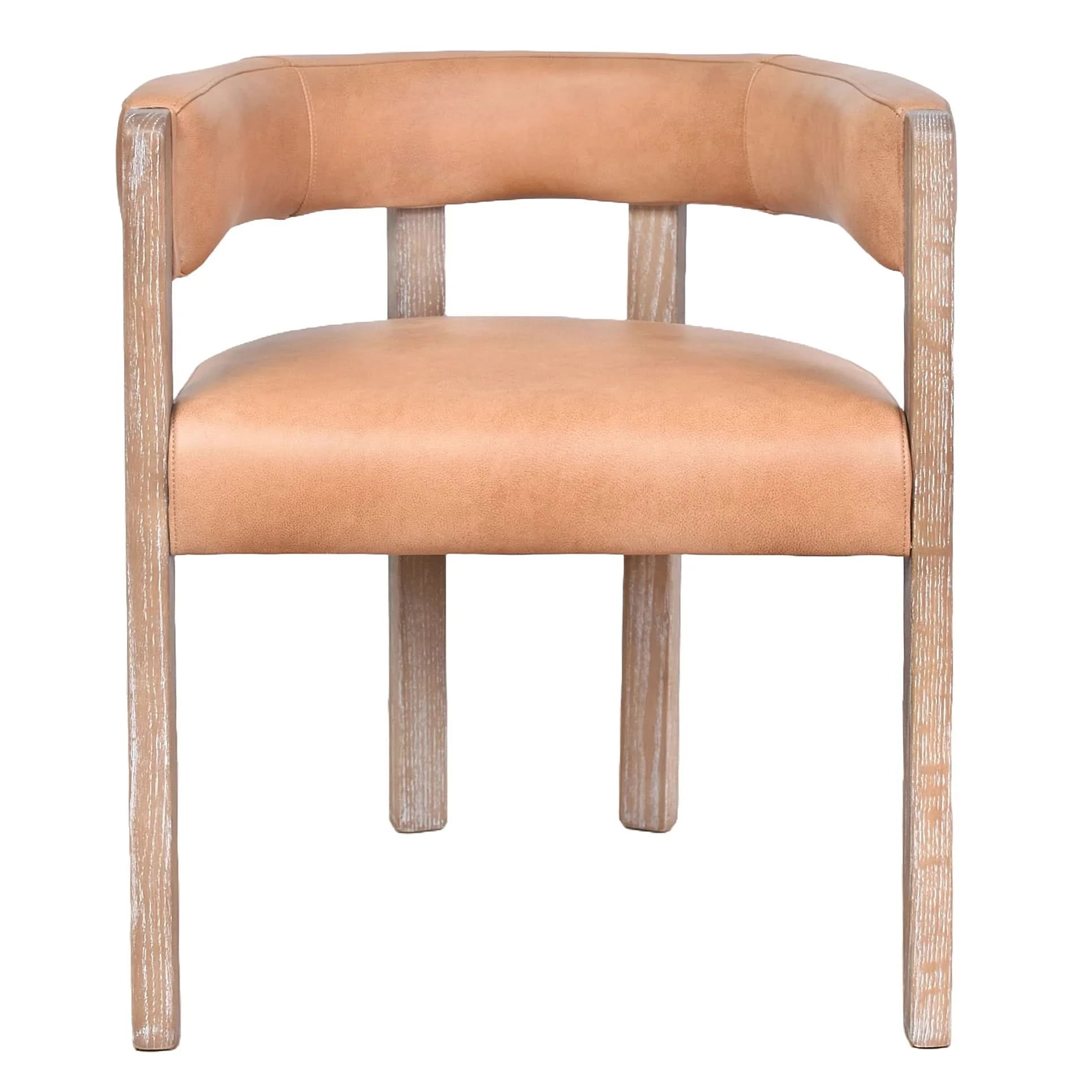 FELICE CARAMEL LEATHER DINING CHAIR WITH WHITEWASH LEGS - MyChocolateWood