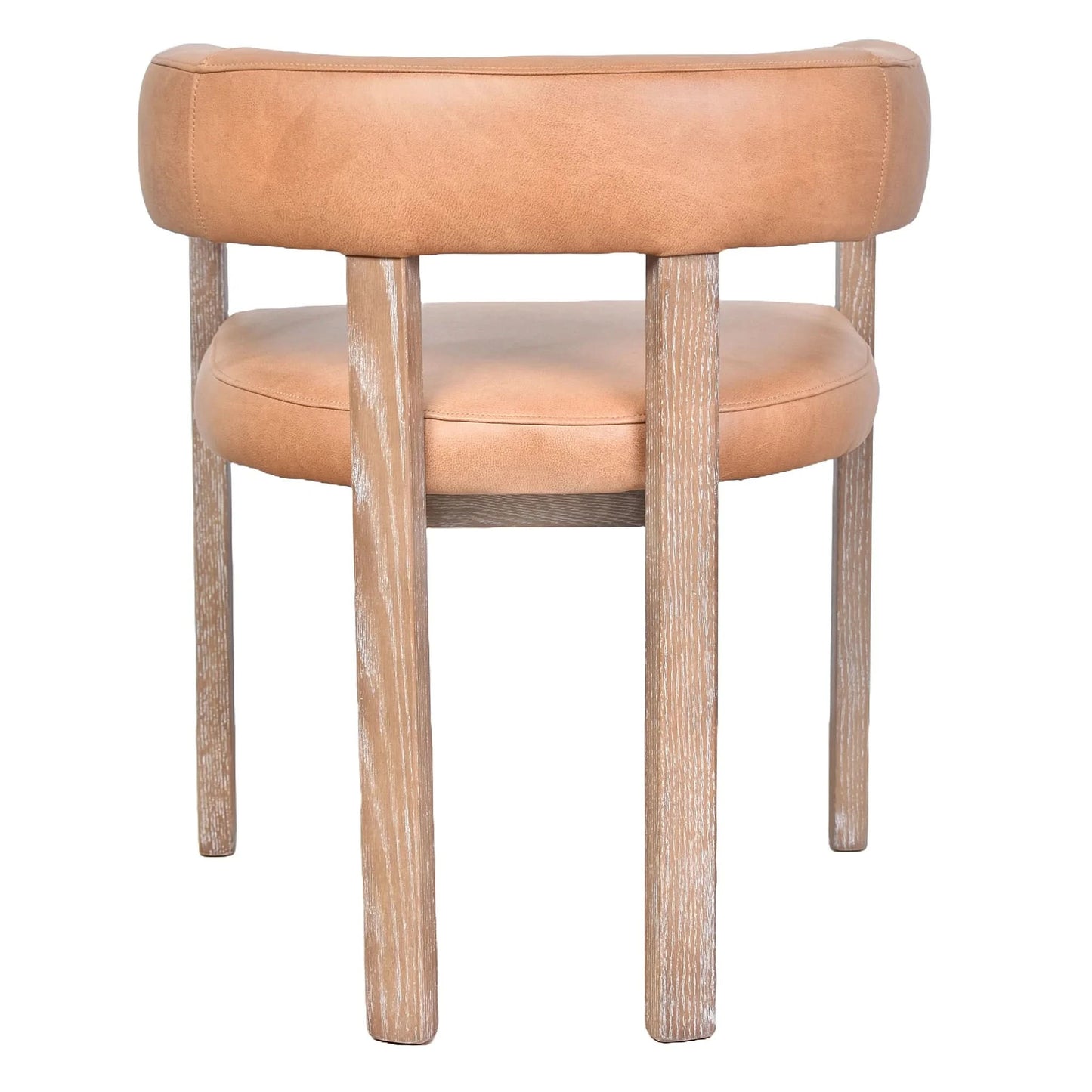 FELICE CARAMEL LEATHER DINING CHAIR WITH WHITEWASH LEGS - MyChocolateWood