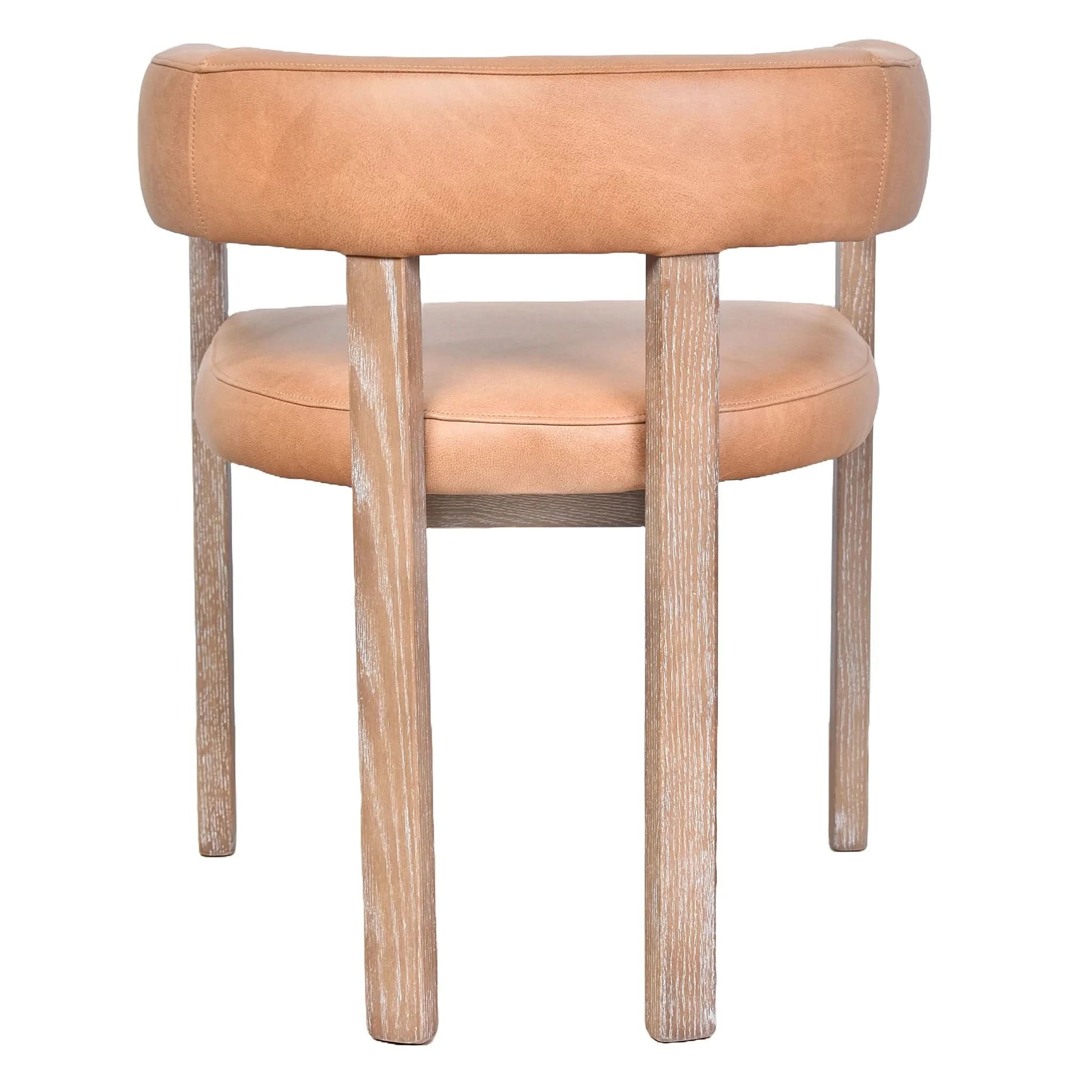 FELICE CARAMEL LEATHER DINING CHAIR WITH WHITEWASH LEGS - MyChocolateWood