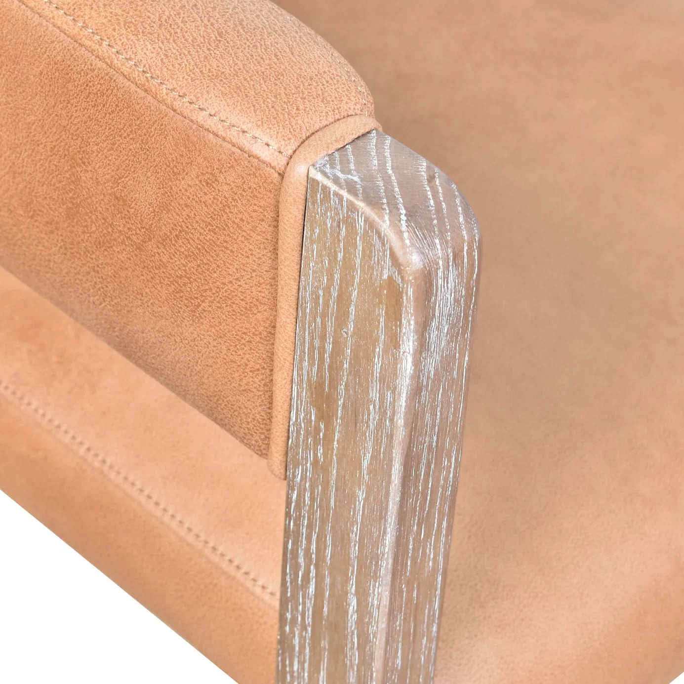 FELICE CARAMEL LEATHER DINING CHAIR WITH WHITEWASH LEGS - MyChocolateWood