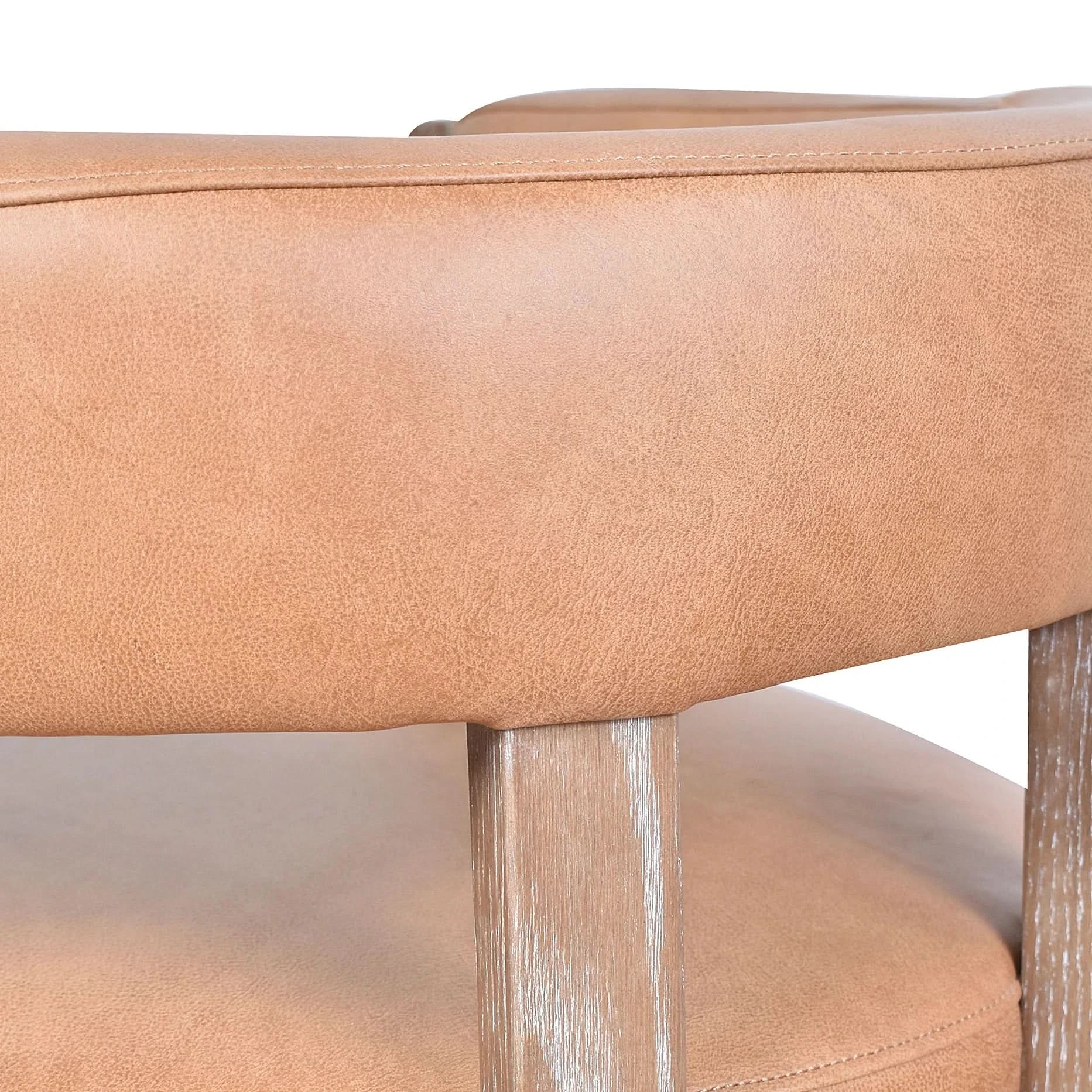 FELICE CARAMEL LEATHER DINING CHAIR WITH WHITEWASH LEGS - MyChocolateWood