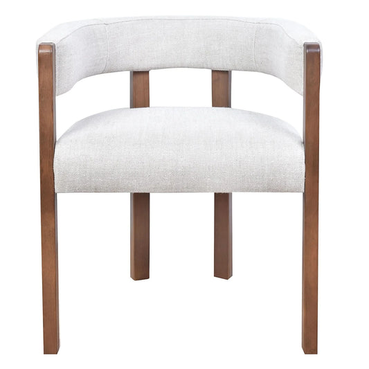 FELICE DOVE GREY LINEN FABRIC DINING CHAIR WITH MARON LEGS - MyChocolateWood
