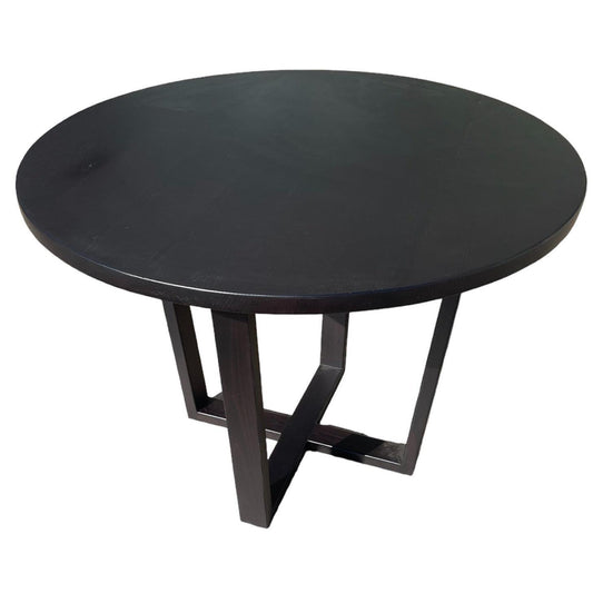 FELLINI ROUND DINING TABLE IN SOLID TASSIE OAK 100CM IN SOLID BLACK - AUSTRALIAN CUSTOM MADE - MyChocolateWood