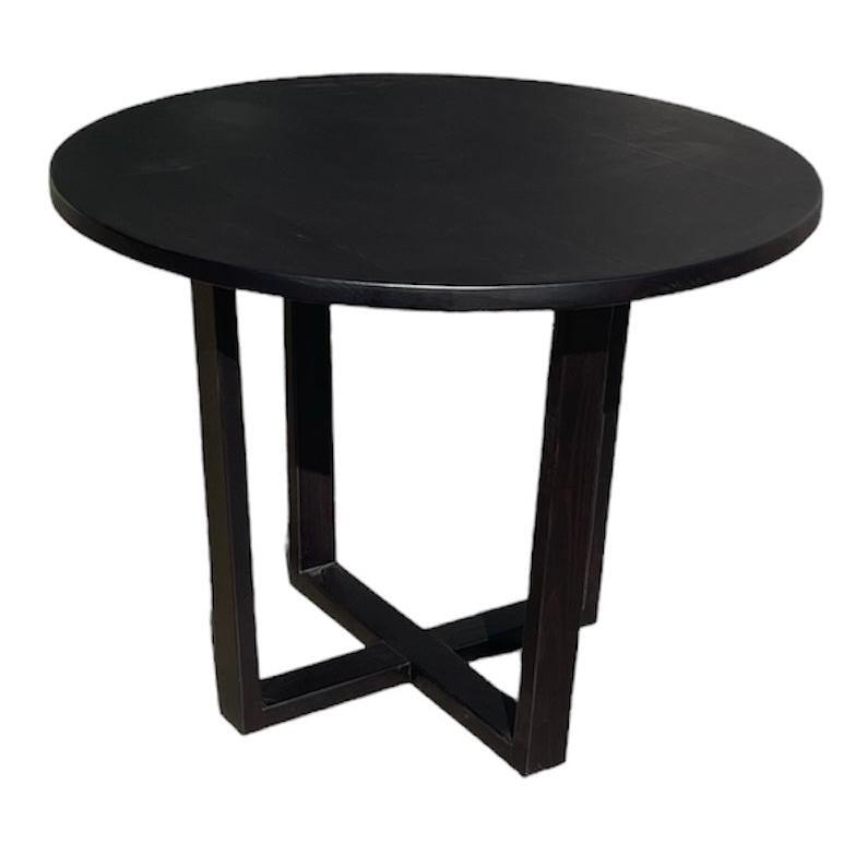 FELLINI ROUND DINING TABLE IN SOLID TASSIE OAK 100CM IN SOLID BLACK - AUSTRALIAN CUSTOM MADE - MyChocolateWood