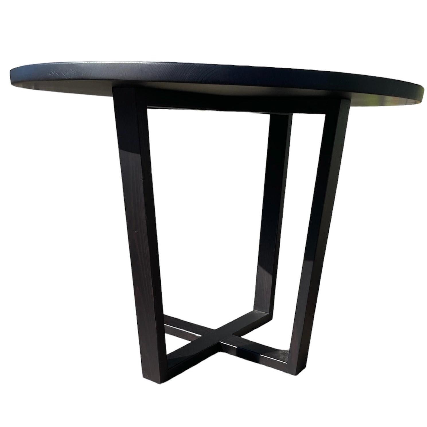 FELLINI ROUND DINING TABLE IN SOLID TASSIE OAK 100CM IN SOLID BLACK - AUSTRALIAN CUSTOM MADE - MyChocolateWood