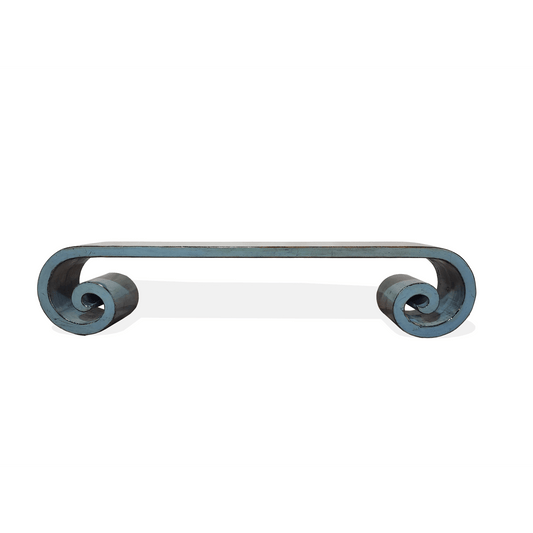 FELONG CHINESE STYLE BENCH CURVED LEGS IN OCEAN BLUE - MyChocolateWood
