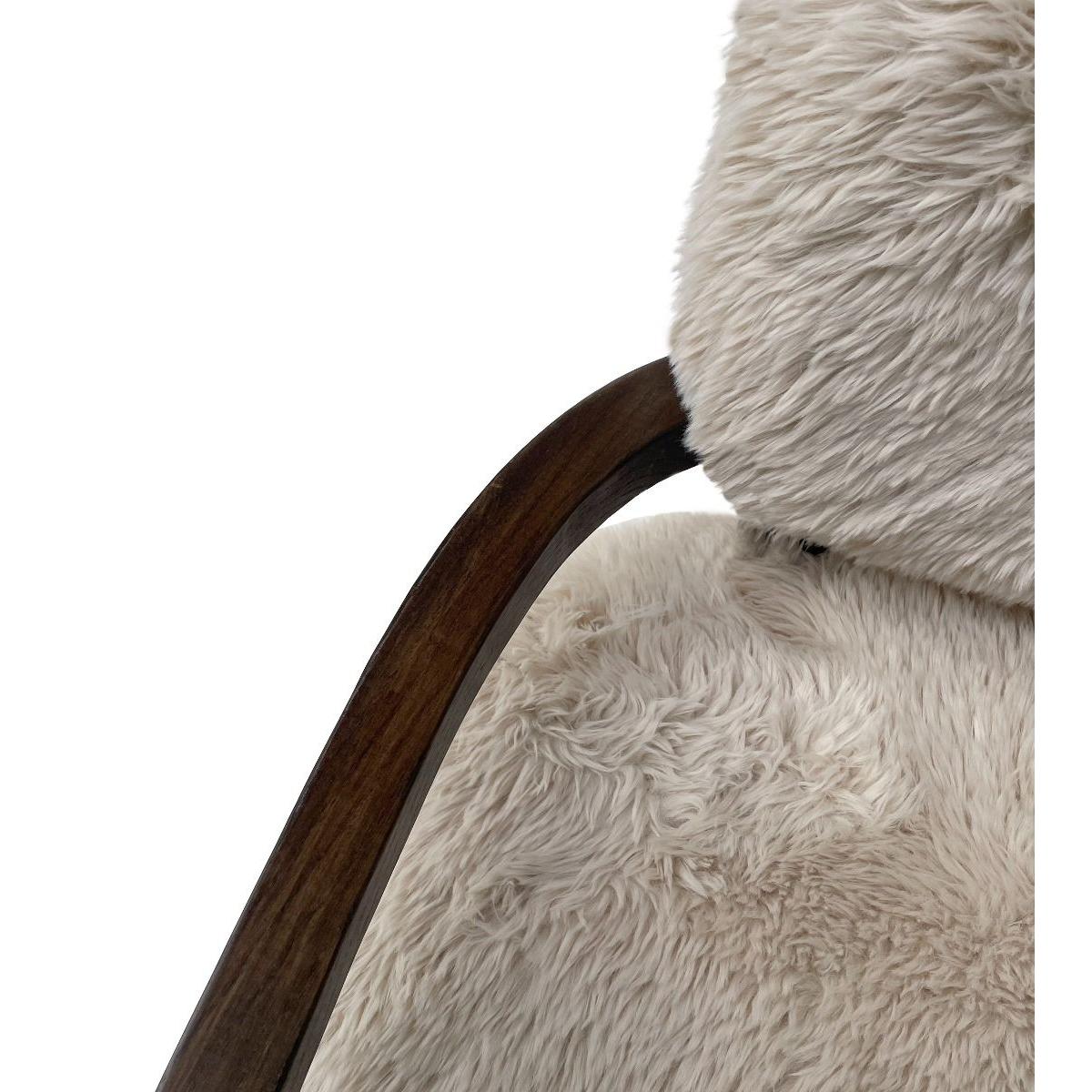 FENRIS FAUX SHEEPSKIN/HARDWOOD ARMCHAIR/LOUNGE CHAIR IN BEIGE - MyChocolateWood
