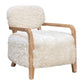 FENRIS FAUX SHEEPSKIN/HARDWOOD ARMCHAIR/LOUNGE CHAIR IN WHITE - MyChocolateWood