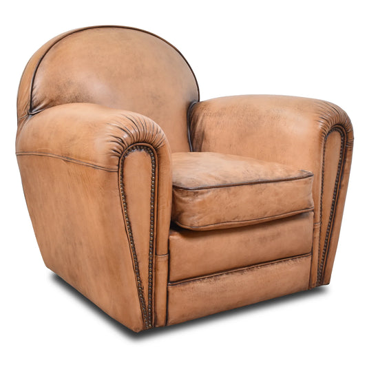 FERNANDO VINTAGE LEATHER SWIVEL CHAIR - MyChocolateWood