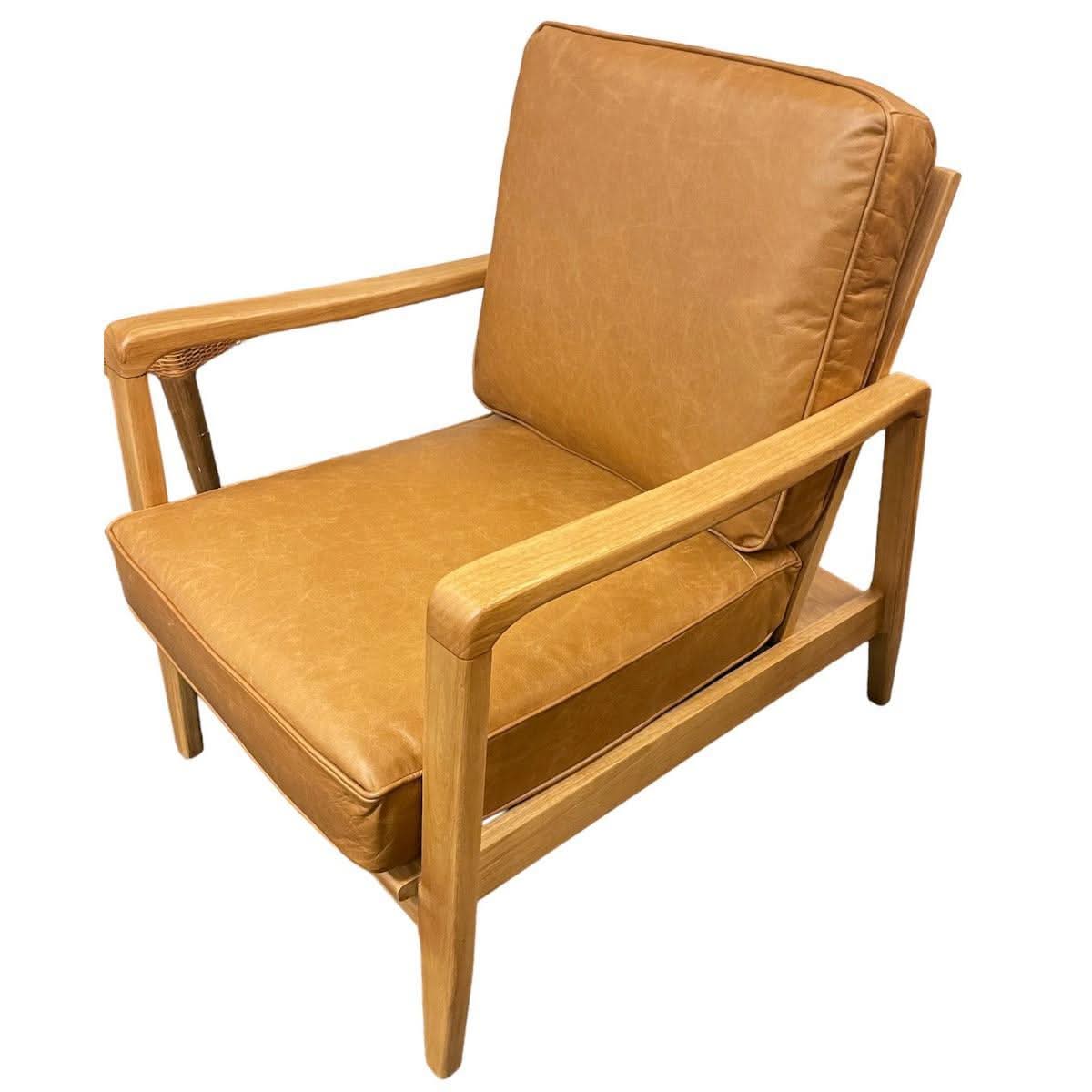 FINN LEATHER BUCKLE ARMCHAIR IN COLOMBIA BROWN - MyChocolateWood