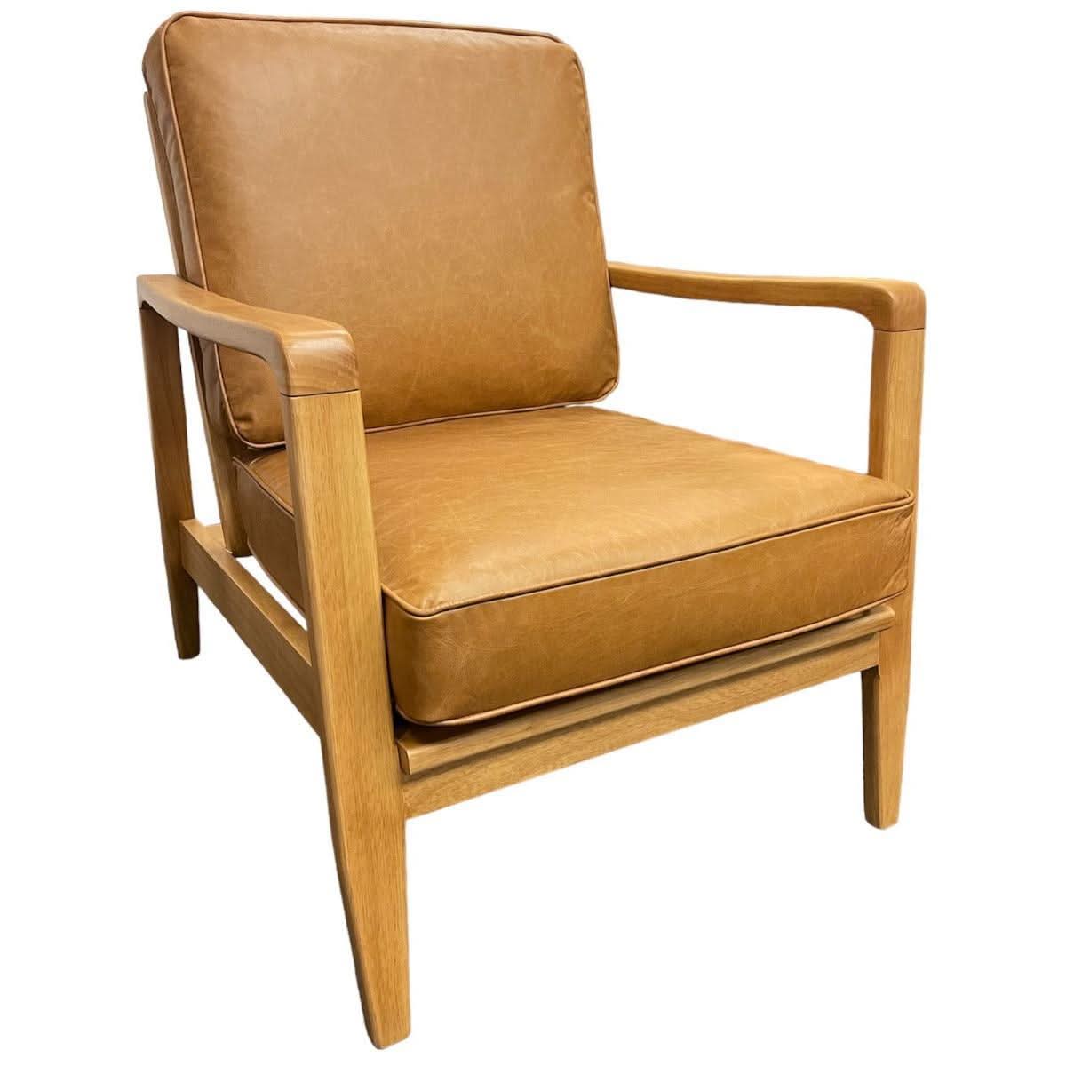 FINN LEATHER BUCKLE ARMCHAIR IN COLOMBIA BROWN - MyChocolateWood