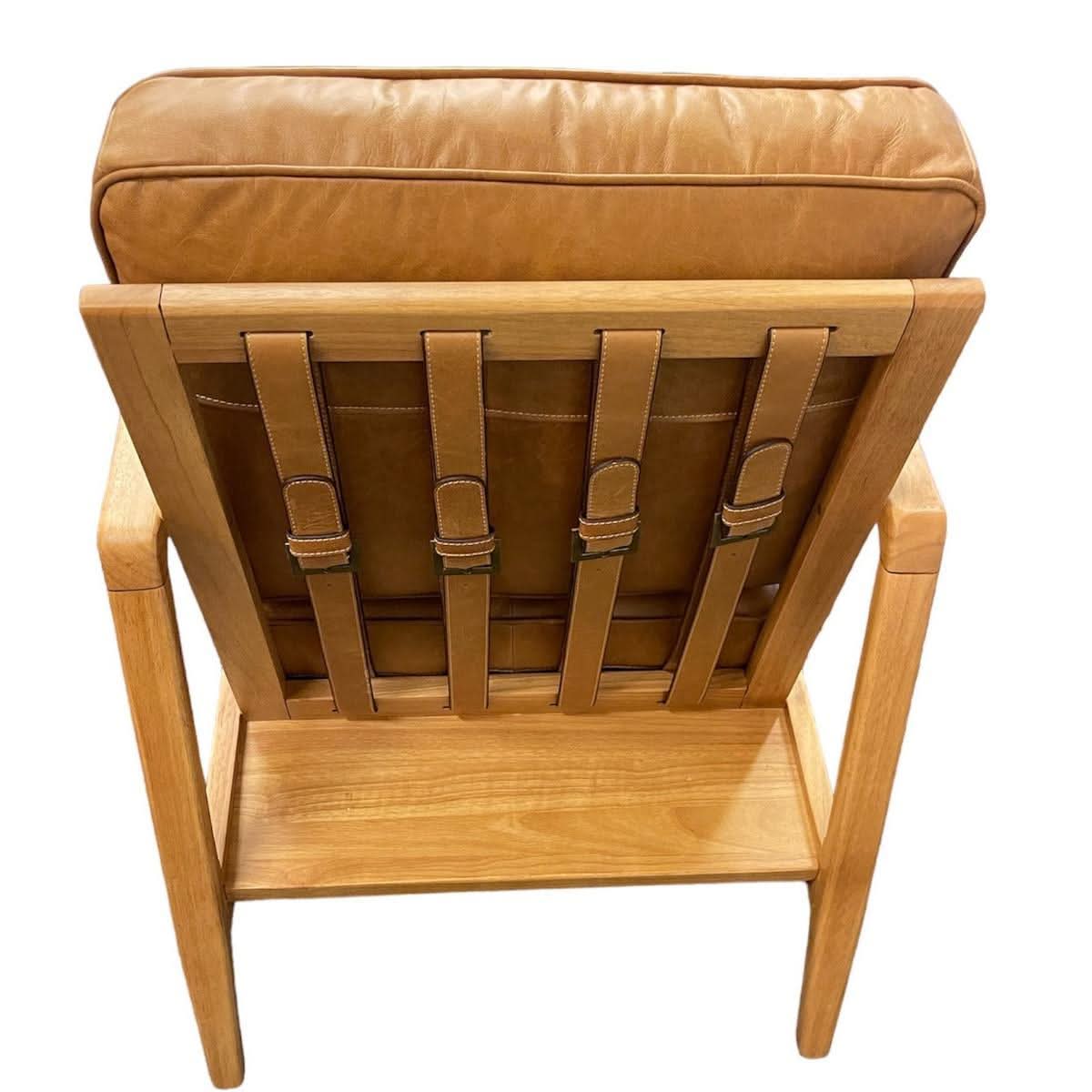 FINN LEATHER BUCKLE ARMCHAIR IN COLOMBIA BROWN - MyChocolateWood