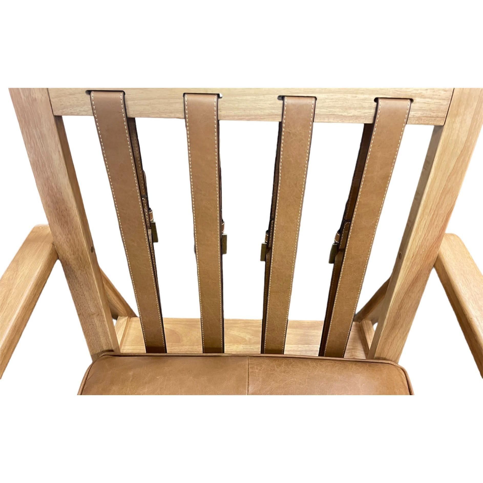 FINN LEATHER BUCKLE ARMCHAIR IN COLOMBIA BROWN - MyChocolateWood