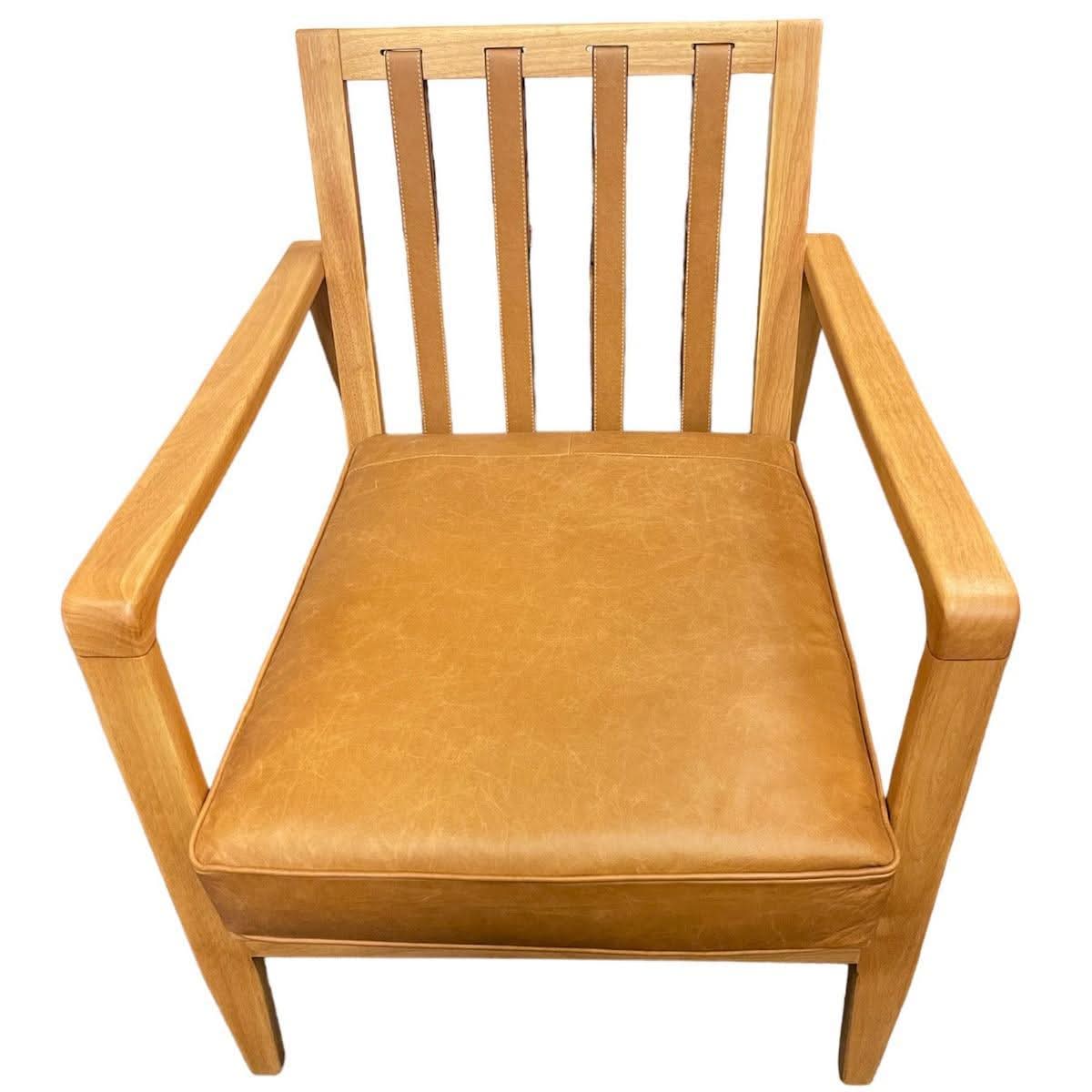 FINN LEATHER BUCKLE ARMCHAIR IN COLOMBIA BROWN - MyChocolateWood