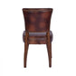 FLAMENGO WAXED AGED LEATHER DINING CHAIR IN MARON GOLD STUD DETAILING - MyChocolateWood