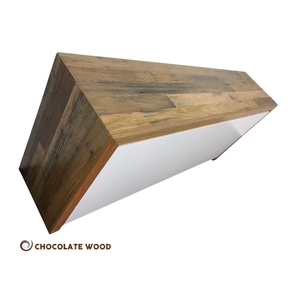 FLAMINGO RECYCLED HARDWOOD 4 DOOR BUFFET/SIDEBOARD IN WHITE POLYURETHANE - MyChocolateWood