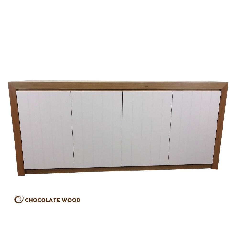 FLAMINGO RECYCLED HARDWOOD 4 DOOR BUFFET/SIDEBOARD IN WHITE POLYURETHANE - MyChocolateWood