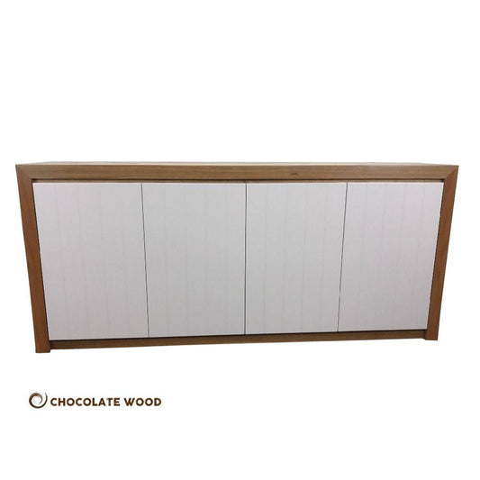 FLAMINGO RECYCLED HARDWOOD 4 DOOR BUFFET/SIDEBOARD IN WHITE POLYURETHANE - MyChocolateWood