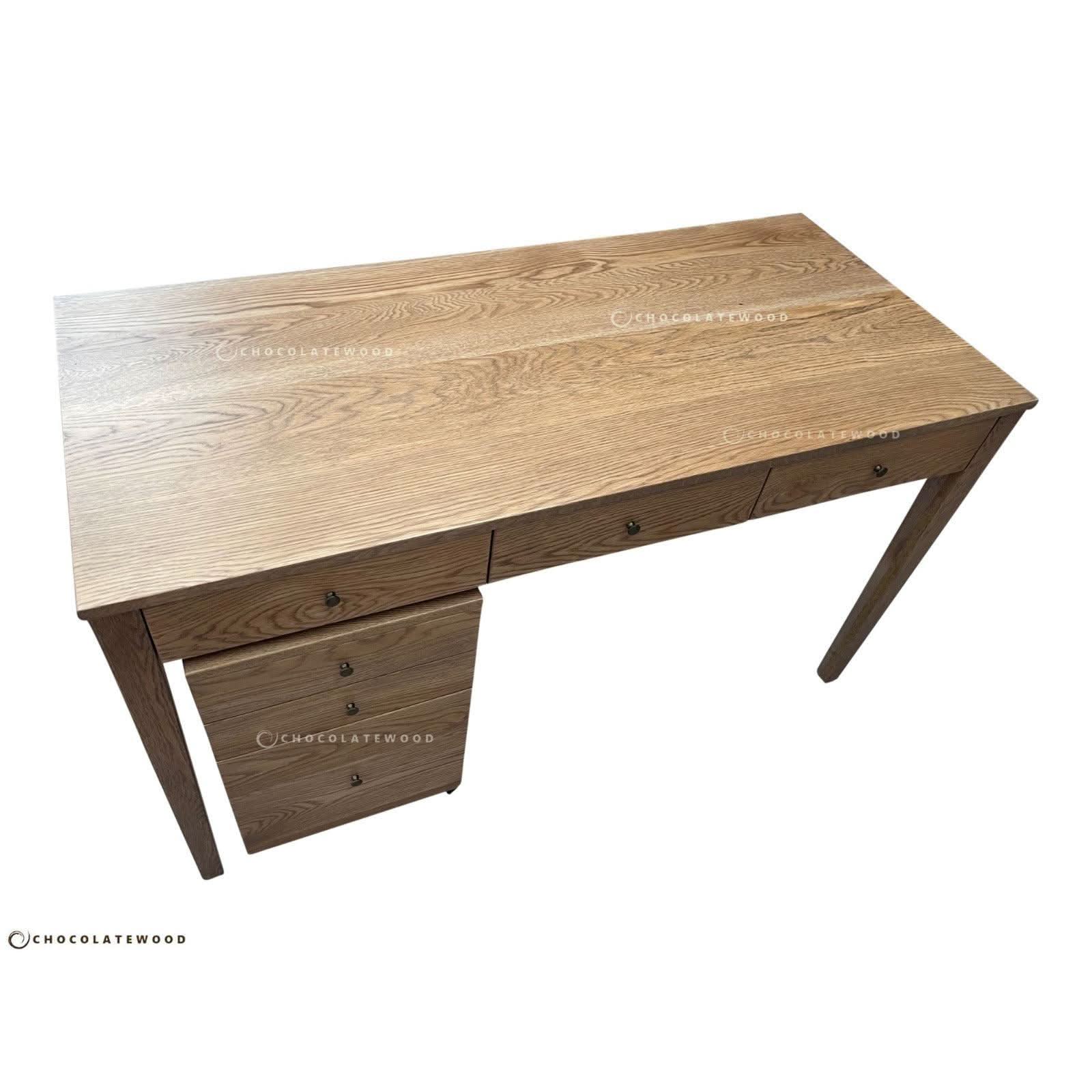 FLORENCE DESK & FILING CABINET IN SOLID AMERICAN OAK - MyChocolateWood