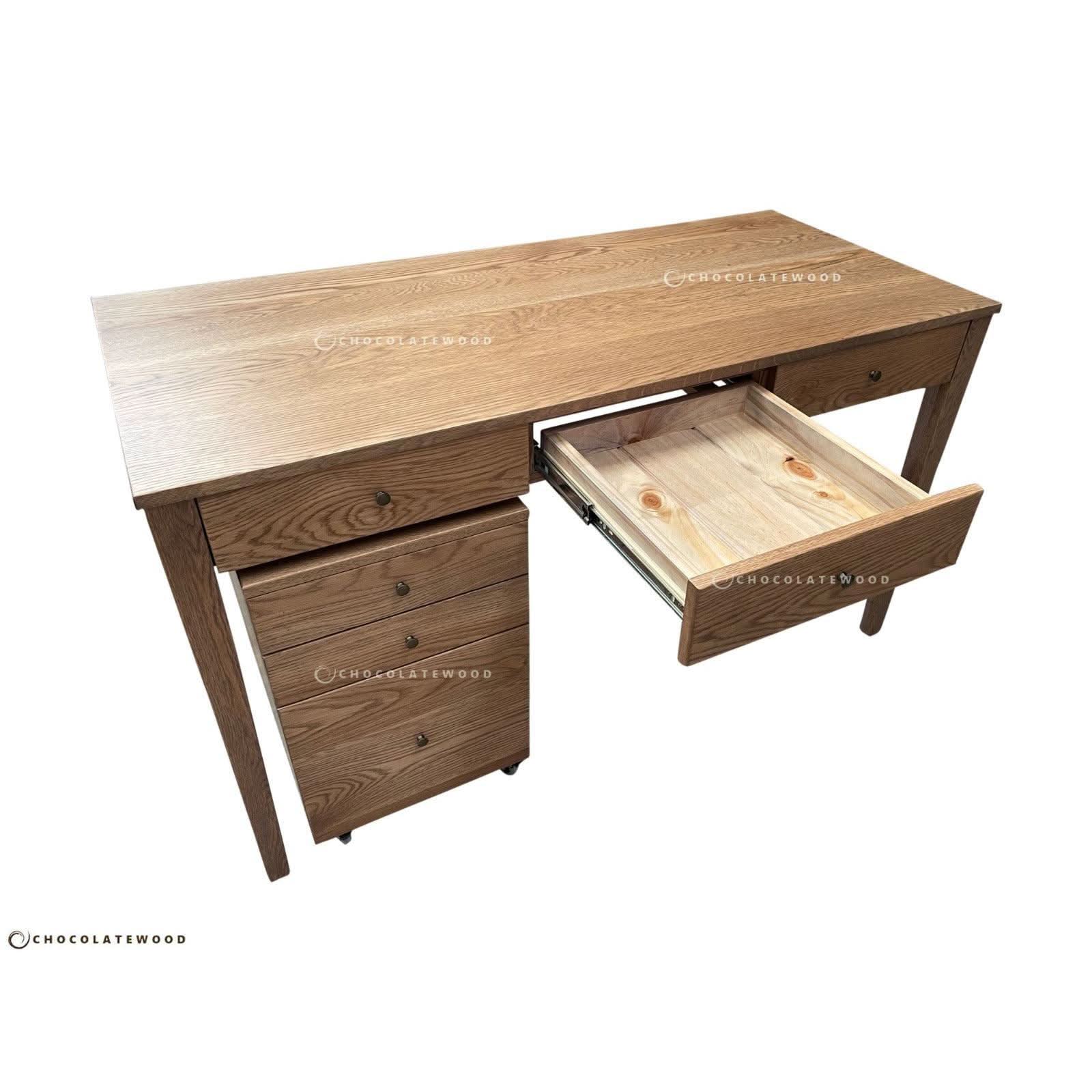 FLORENCE DESK & FILING CABINET IN SOLID AMERICAN OAK - MyChocolateWood