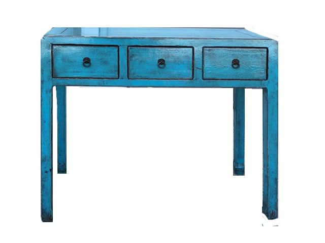 FOSHAN-HCL007 CHINESE ANTIQUE CONSOLE TABLE/HALL TABLE 3 DRAWERS BLUE - MyChocolateWood