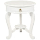 FRANCIS CABRIOL LEG SOLID MAHOGANY TIMBER ROUND LAMP TABLE- WHITE - MyChocolateWood