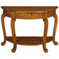 FRANCIS SOLID MAHOGANY TIMBER HALF ROUND SOFA TABLE/CONSOLE/HALL TABLE CABRIOLE LEG - LIGHT PECAN - MyChocolateWood