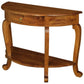 FRANCIS SOLID MAHOGANY TIMBER HALF ROUND SOFA TABLE/CONSOLE/HALL TABLE CABRIOLE LEG - LIGHT PECAN - MyChocolateWood