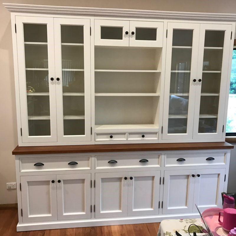 FRAZER WHITE PAINTED WALL UNIT BOOKCASE BOOKSHELF BUFFET HUTCH SIDEBOARD - MyChocolateWood