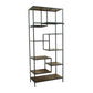 FRENZY INDUSTRIAL ZIG ZAG SOLID MANGO WOOD METAL FRAME DISPLAY SHELVING UNIT - MyChocolateWood