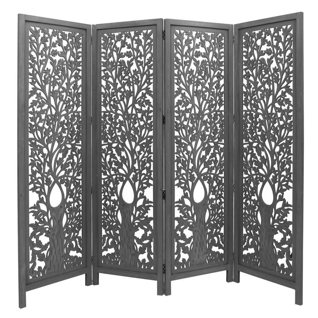 FUREND ROOM DIVIDER SOLID MANGO WOOD IN DARK GREY 180 X 200 - MyChocolateWood