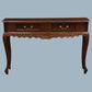 GABRIELLE QUEEN ANN SOLID MAHOGANY CARVED CONSOLE TABLE/HALL TABLE 2 DRAWERS IN MAHOGANY COLOUR - MyChocolateWood