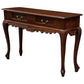 GABRIELLE QUEEN ANN SOLID MAHOGANY CARVED CONSOLE TABLE/HALL TABLE 2 DRAWERS IN MAHOGANY COLOUR - MyChocolateWood