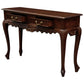 GABRIELLE QUEEN ANN SOLID MAHOGANY CARVED CONSOLE TABLE/HALL TABLE 2 DRAWERS IN MAHOGANY COLOUR - MyChocolateWood