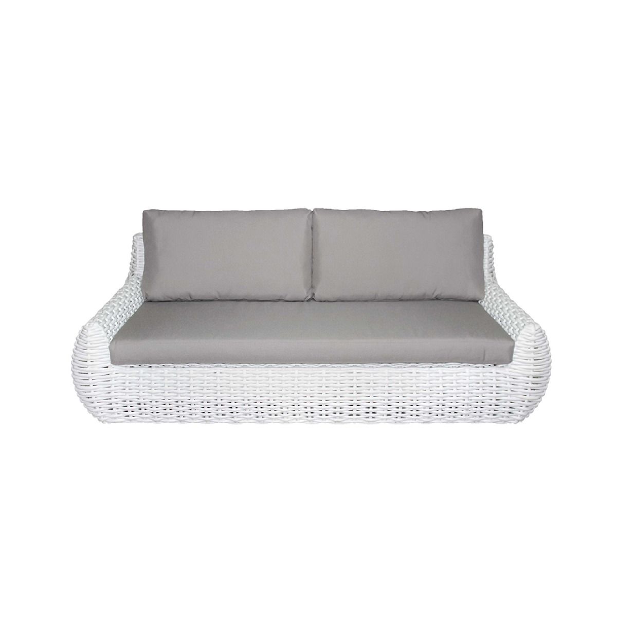 GASCONI 3-SEATER OUTDOOR ARMLESS SOFA WHITE FRAME/GREY CUSHIONS