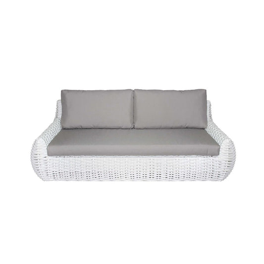 GASCONI 3-SEATER OUTDOOR ARMLESS SOFA WHITE FRAME/GREY CUSHIONS