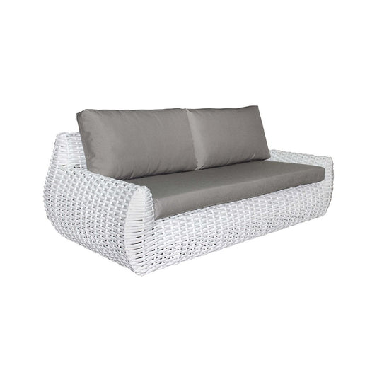 GASCONI 3-SEATER OUTDOOR ARMLESS SOFA WHITE FRAME/GREY CUSHIONS