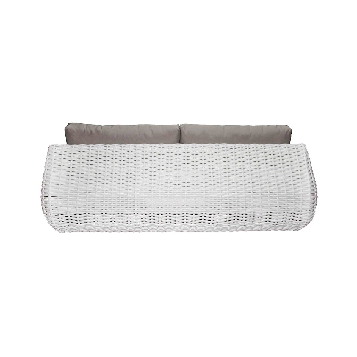 GASCONI 3-SEATER OUTDOOR ARMLESS SOFA WHITE FRAME/GREY CUSHIONS