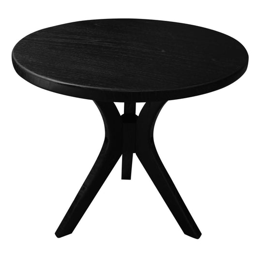 GATSBY WHITE CEDAR LARGE ROUND SIDE TABLE/LAMP TABLE BLACK - MyChocolateWood