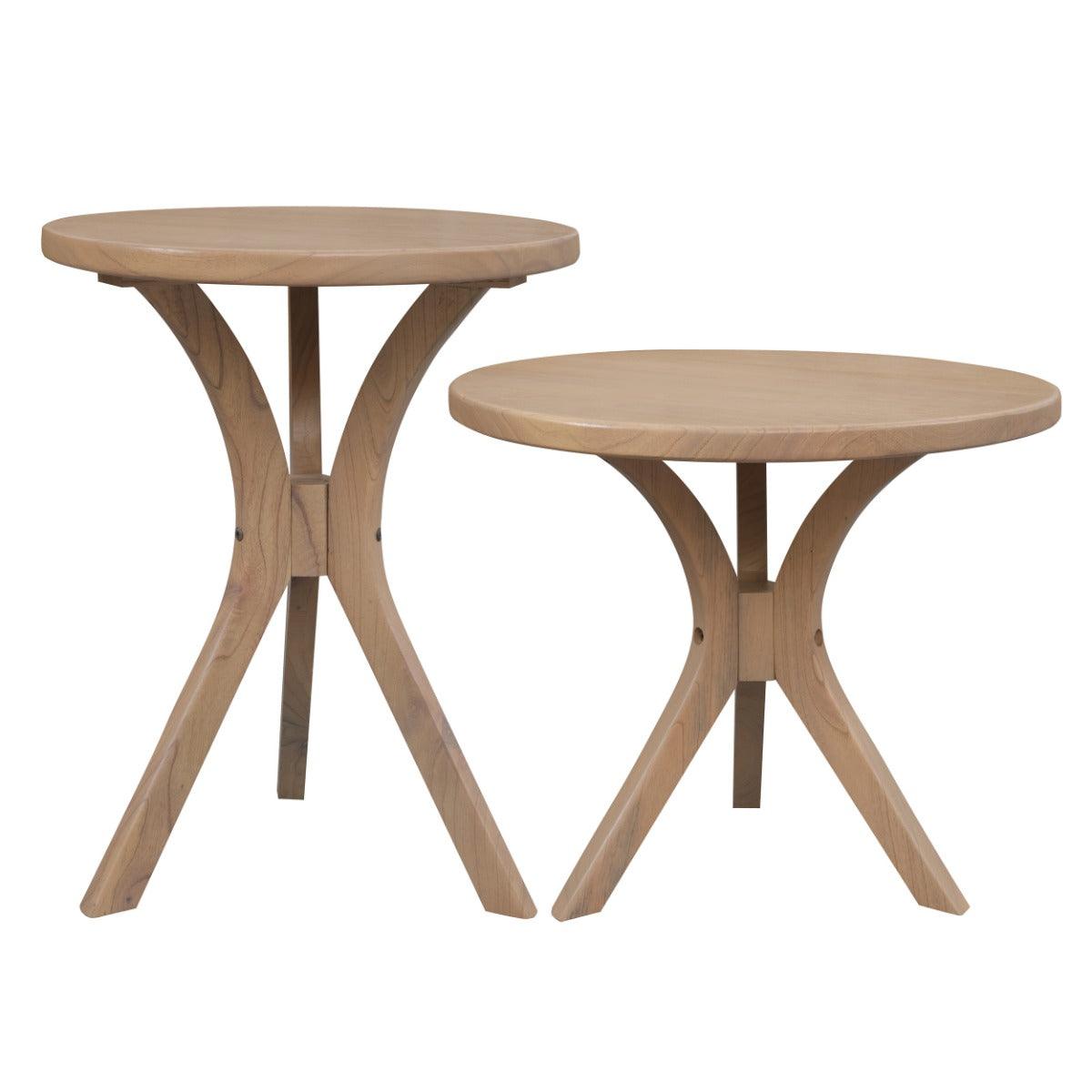GATSBY WHITE CEDAR ROUND SIDE TABLE SET NATURAL - MyChocolateWood