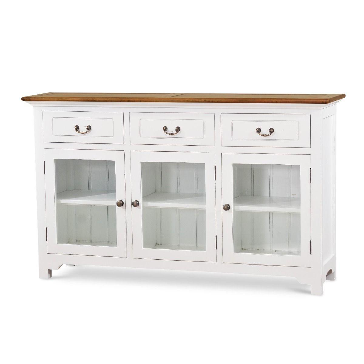GENEVA 2 TONE HAMPTONS STYLE BUFFET/SIDEBOARD 3 DOORS 3 DRAWERS - MyChocolateWood